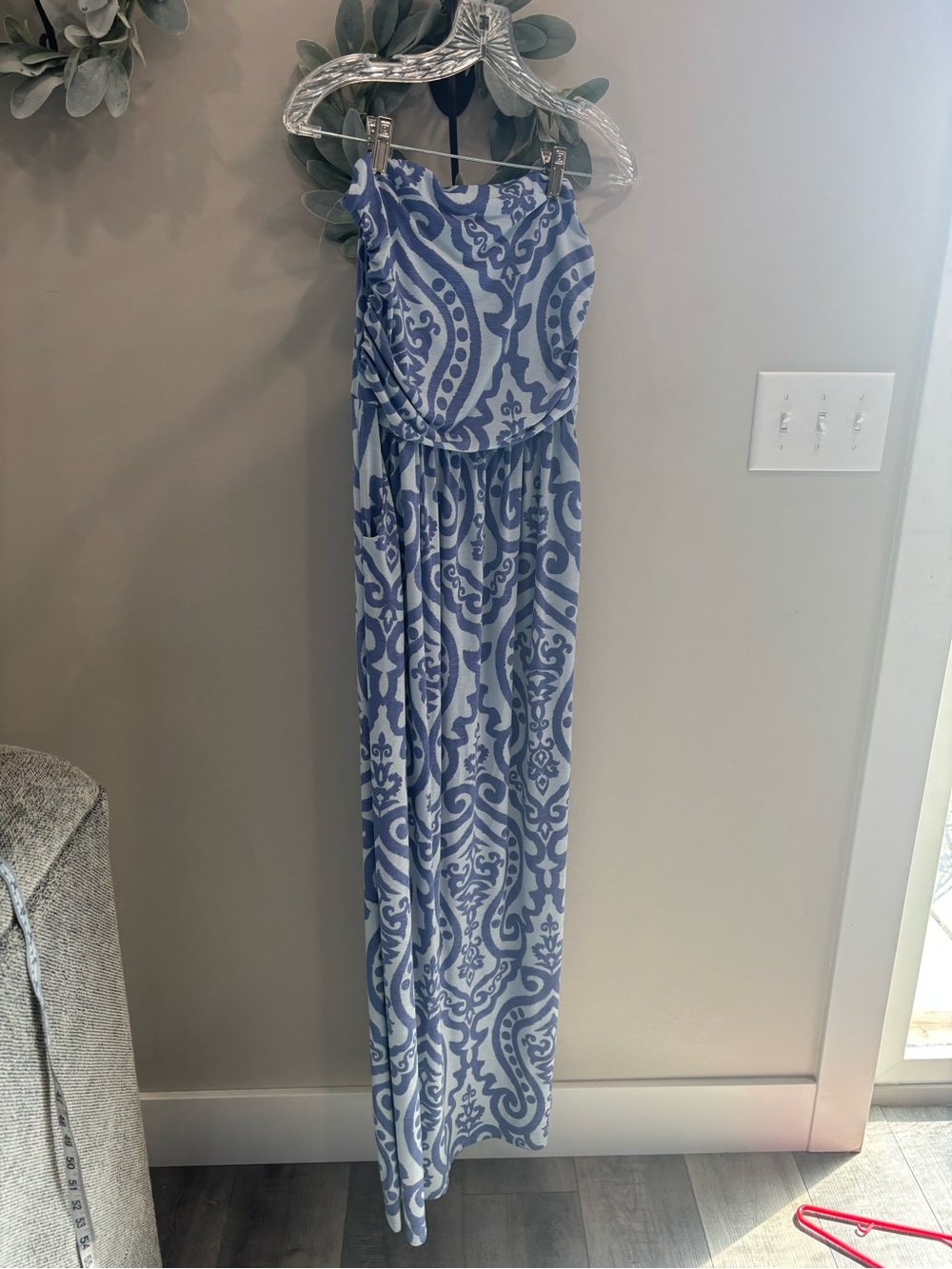 Vanilla Bay Blue and lavender Printed Maxi Dress l/xl